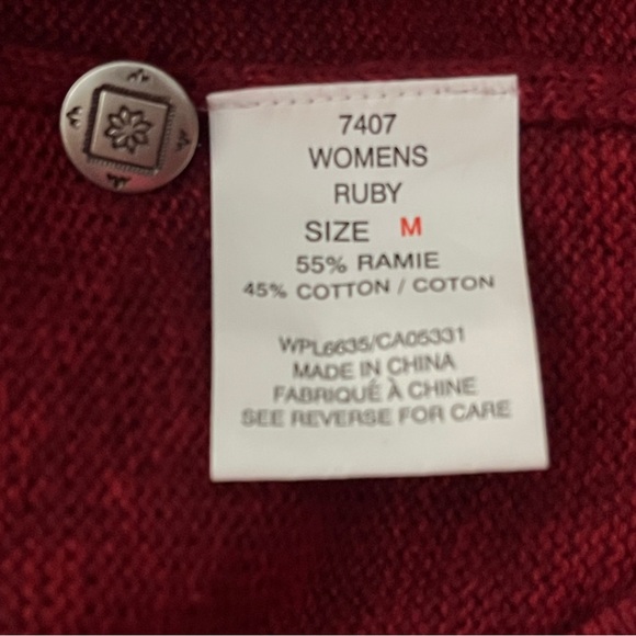 Woolrich Snowman Cardigan Christmas Ruby Red Cotton Vintage Women’s Medium - Picture 8 of 9
